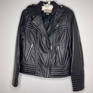 Michael Kors 100% Leather Black Asymmetrical Moto Jacket M